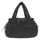 CHANEL Cococoon Hand Bag Nylon Black Silver CC Auth BA5555-13