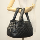 CHANEL Cococoon Hand Bag Nylon Black Silver CC Auth BA5555-24