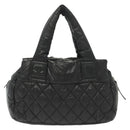 CHANEL Cococoon Hand Bag Nylon Black Silver CC Auth BA5555-2
