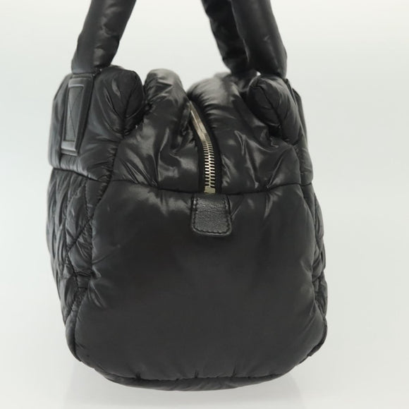 CHANEL Cococoon Hand Bag Nylon Black Silver CC Auth BA5555