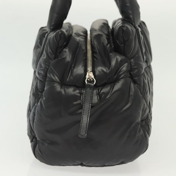 CHANEL Cococoon Hand Bag Nylon Black Silver CC Auth BA5555