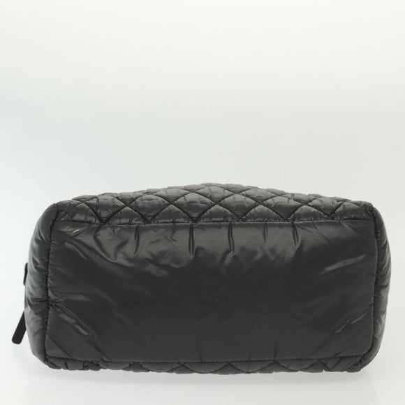 CHANEL Cococoon Hand Bag Nylon Black Silver CC Auth BA5555