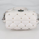 VALENTINO Candy Studs Hand Bag Leather 2way White Gold Auth BA5556-5