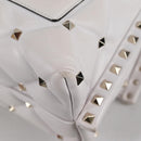 VALENTINO Candy Studs Hand Bag Leather 2way White Gold Auth BA5556-20