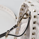 VALENTINO Candy Studs Hand Bag Leather 2way White Gold Auth BA5556-21
