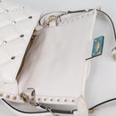 VALENTINO Candy Studs Hand Bag Leather 2way White Gold Auth BA5556-23