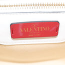 VALENTINO Candy Studs Hand Bag Leather 2way White Gold Auth BA5556-25
