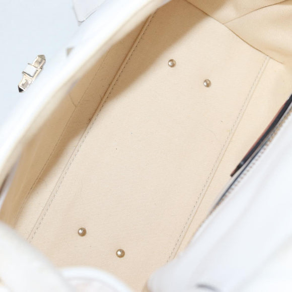 VALENTINO Candy Studs Hand Bag Leather 2way White Gold Auth BA5556