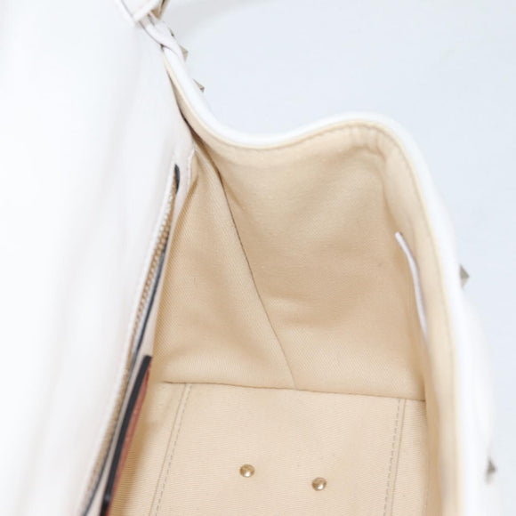 VALENTINO Candy Studs Hand Bag Leather 2way White Gold Auth BA5556