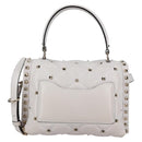 VALENTINO Candy Studs Hand Bag Leather 2way White Gold Auth BA5556-2