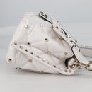 VALENTINO Candy Studs Hand Bag Leather 2way White Gold Auth BA5556-3