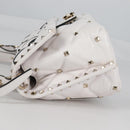 VALENTINO Candy Studs Hand Bag Leather 2way White Gold Auth BA5556-4