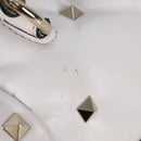 VALENTINO Candy Studs Hand Bag Leather 2way White Gold Auth BA5556-7