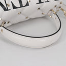 VALENTINO Candy Studs Hand Bag Leather 2way White Gold Auth BA5556-14