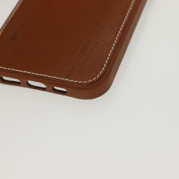 HERMES iPhone 12 & 12 Pro Case iPhone Case Leather Brown Auth BA5561