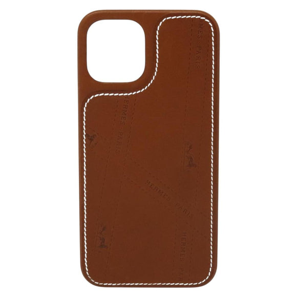 HERMES iPhone 12 & 12 Pro Case iPhone Case Leather Brown Auth BA5561