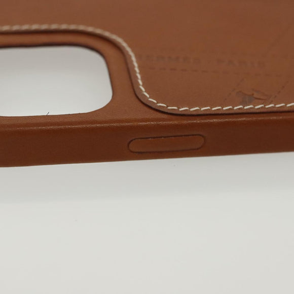 HERMES iPhone 12 & 12 Pro Case iPhone Case Leather Brown Auth BA5561