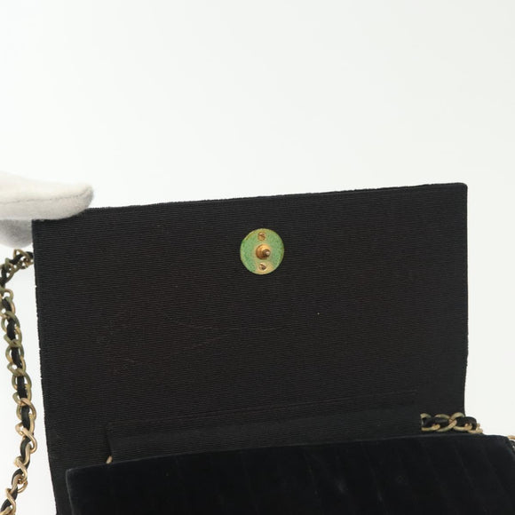 CHANEL Chain Mademoiselle Shoulder Bag Velor Black Gold CC Auth BA5562