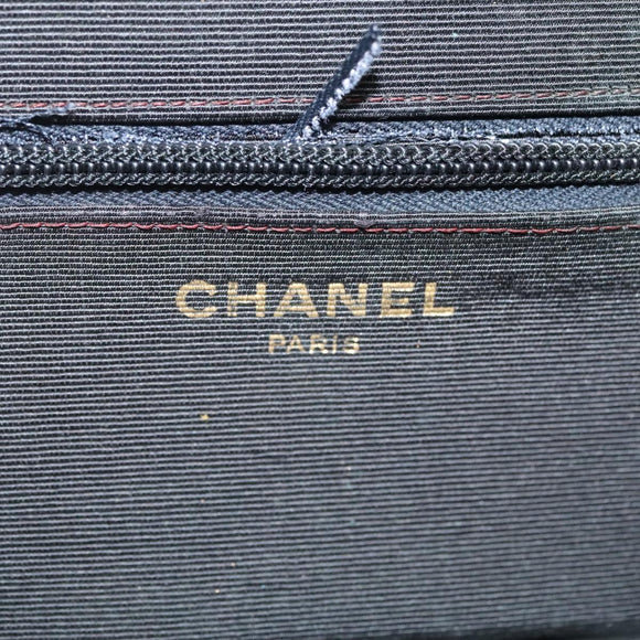 CHANEL Chain Mademoiselle Shoulder Bag Velor Black Gold CC Auth BA5562