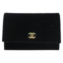 CHANEL Chain Mademoiselle Shoulder Bag Velor Black Gold CC Auth BA5562-13
