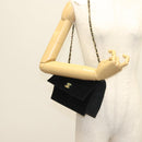 CHANEL Chain Mademoiselle Shoulder Bag Velor Black Gold CC Auth BA5562-25