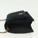 CHANEL Chain Mademoiselle Shoulder Bag Velor Black Gold CC Auth BA5562-4