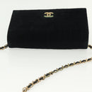 CHANEL Chain Mademoiselle Shoulder Bag Velor Black Gold CC Auth BA5562-6