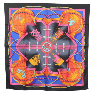 HERMES Carre 90 Scarf ""GRANDE TENUE"" Silk Black Auth BA5569