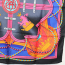 HERMES Carre 90 Scarf ""GRANDE TENUE"" Silk Black Auth BA5569-10