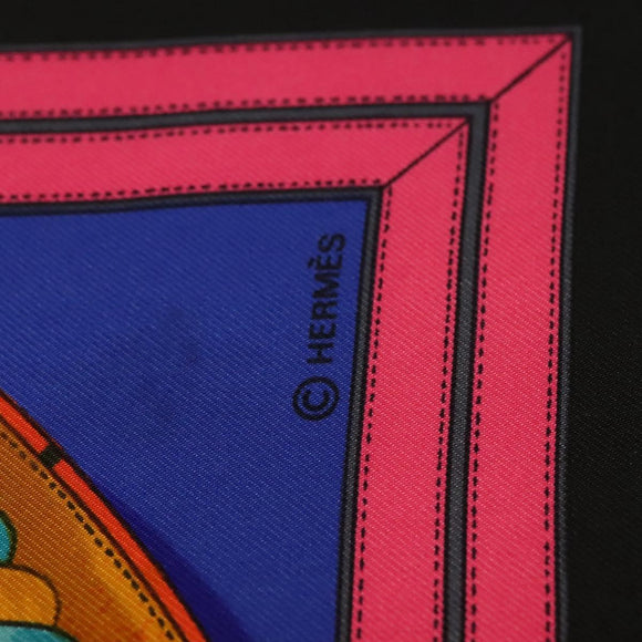 HERMES Carre 90 Scarf ""GRANDE TENUE"" Silk Black Auth BA5569