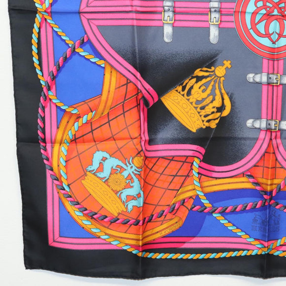 HERMES Carre 90 Scarf ""GRANDE TENUE"" Silk Black Auth BA5569