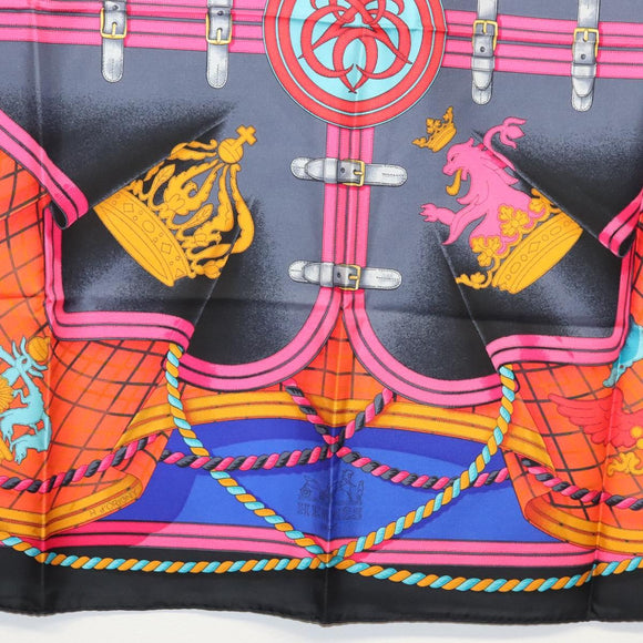 HERMES Carre 90 Scarf ""GRANDE TENUE"" Silk Black Auth BA5569