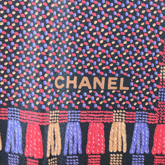 CHANEL Scarf Silk Purple CC Auth BA5570