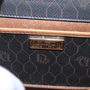 Christian Dior Honeycomb Canvas Shoulder Bag PVC Black Gold Auth BA558-18