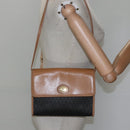 Christian Dior Honeycomb Canvas Shoulder Bag PVC Black Gold Auth BA558-20