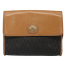 Christian Dior Honeycomb Canvas Shoulder Bag PVC Black Gold Auth BA558-13
