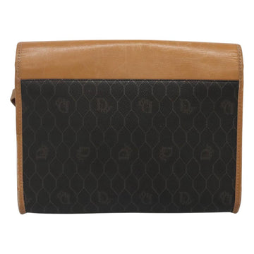 Christian Dior Honeycomb Canvas Shoulder Bag PVC Black Gold Auth BA558 - 0