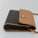 Christian Dior Honeycomb Canvas Shoulder Bag PVC Black Gold Auth BA558-3