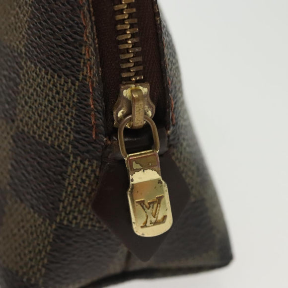 LOUIS VUITTON Damier Ebene Pochette Cosmetic PM Pouch N47516 LV Auth BA5580