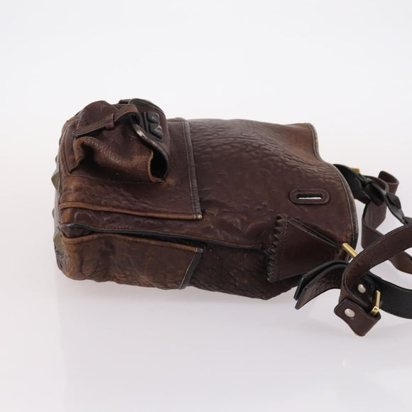 Chloe Shoulder Bag Leather Brown Gold Auth BA5583