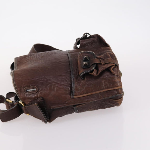 Chloe Shoulder Bag Leather Brown Gold Auth BA5583