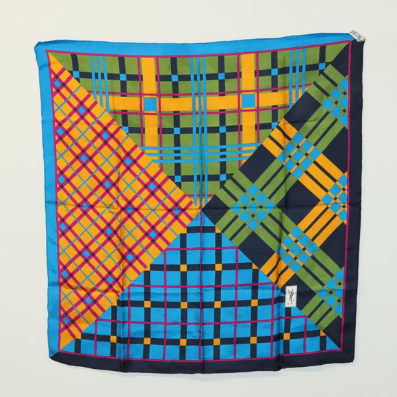 Christian Dior Saint Laurent Scarf Pouch Silk 2Set Multicolor Auth BA5586