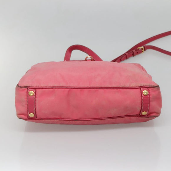 PRADA Tote Bag Nylon 2way Pink Gold Auth BA5588