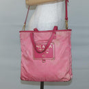 PRADA Tote Bag Nylon 2way Pink Gold Auth BA5588-24
