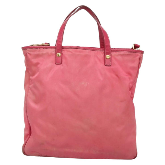PRADA Tote Bag Nylon 2way Pink Gold Auth BA5588