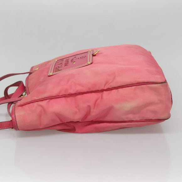 PRADA Tote Bag Nylon 2way Pink Gold Auth BA5588
