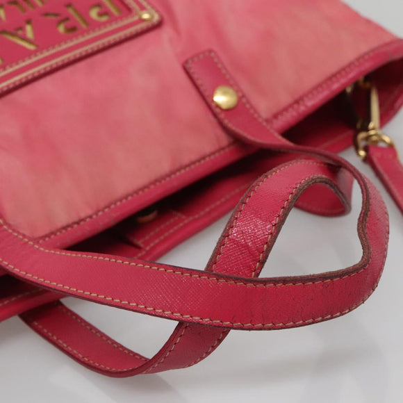 PRADA Tote Bag Nylon 2way Pink Gold Auth BA5588