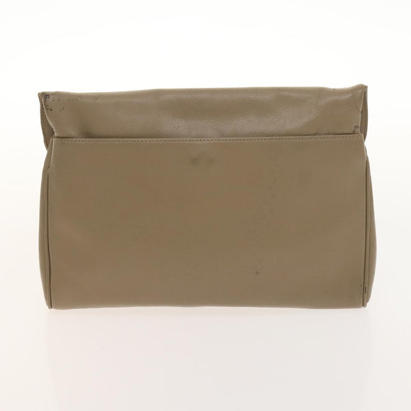 Christian Dior Honeycomb Canvas Clutch Bag Leather 2Set Beige Black Auth BA5589