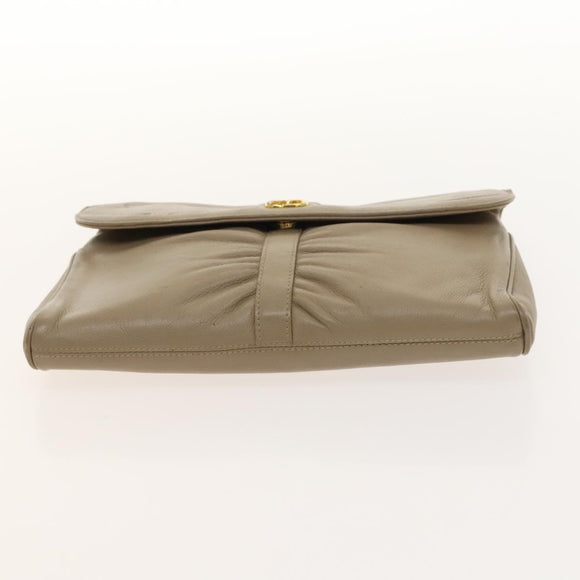 Christian Dior Honeycomb Canvas Clutch Bag Leather 2Set Beige Black Auth BA5589