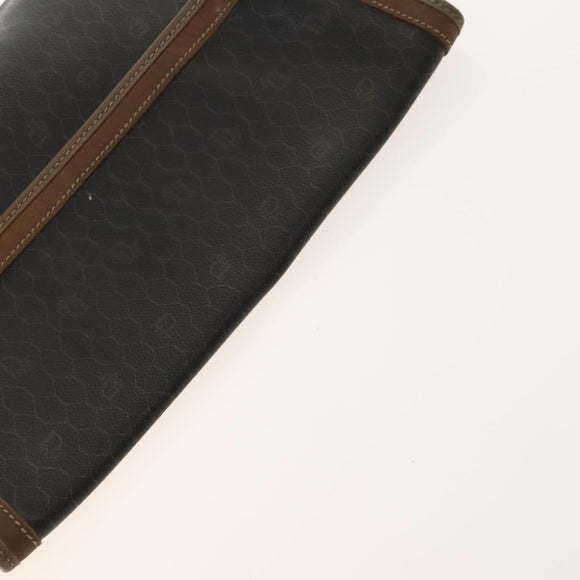 Christian Dior Honeycomb Canvas Clutch Bag Leather 2Set Beige Black Auth BA5589